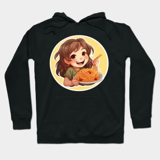 Cute Girl Eating Spaghetti Hoodie